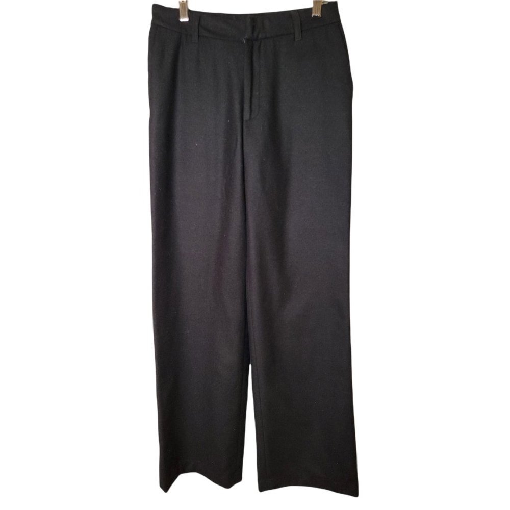 Old Navy Size 4 Women's Wool Pants Black Flat Front Lined Dressy Trousers